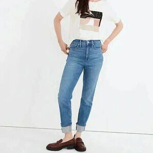 Madewell Momjean Mom Jeans Cuffed Edition Leacrest High Rise Straight Tapered
